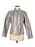 Chico's 100% Leather Marled Silver Leather Jacket Size Med (1) - photo 1