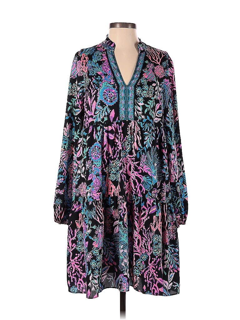 Lilly Pulitzer 100% Polyester Paisley Baroque Print Teal Casual Dress Size S - photo 1