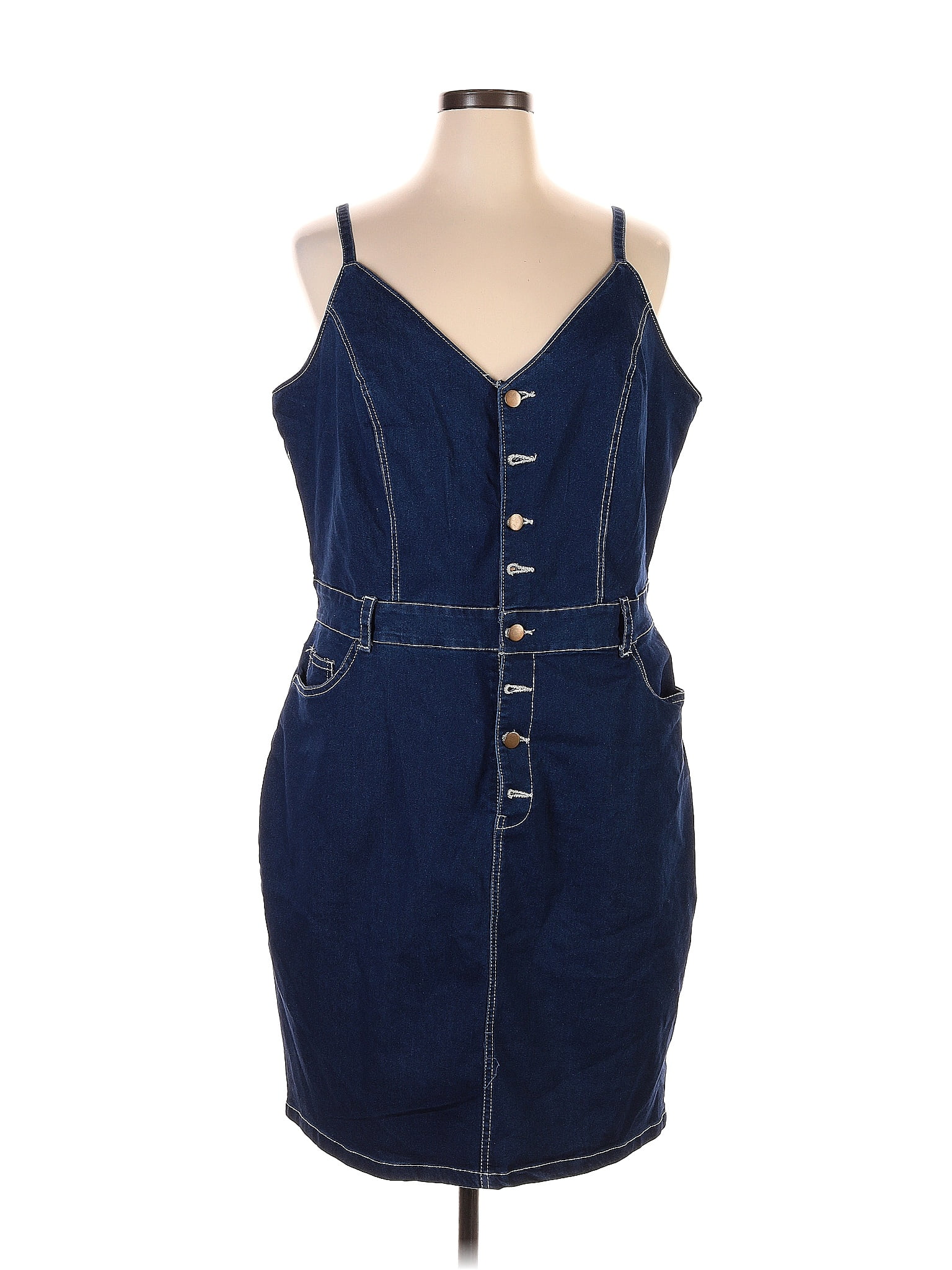 Ashley Stewart 100% Cotton Blue Casual Dress Size 3X (Plus) - 71% off