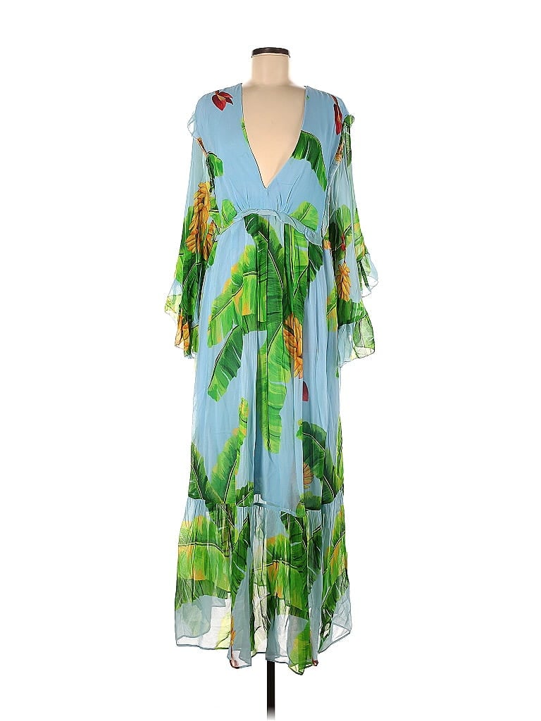 Farm Rio 100 Viscose Tropical Green Casual Dress Size M 54 Off