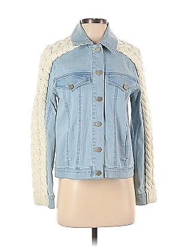 Tanya Taylor Percy Denim Jacket with Cable Knit Trim (view 1)