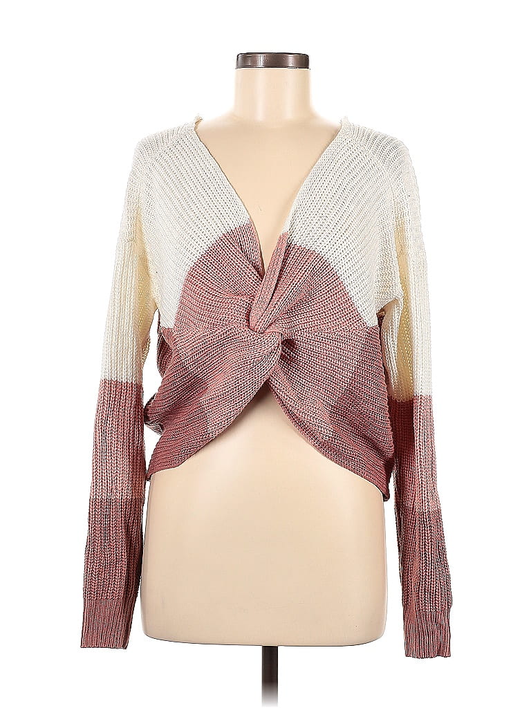 Fashion Nova 100% Acrylic Color Block Ivory Pullover Sweater Size M - photo 1