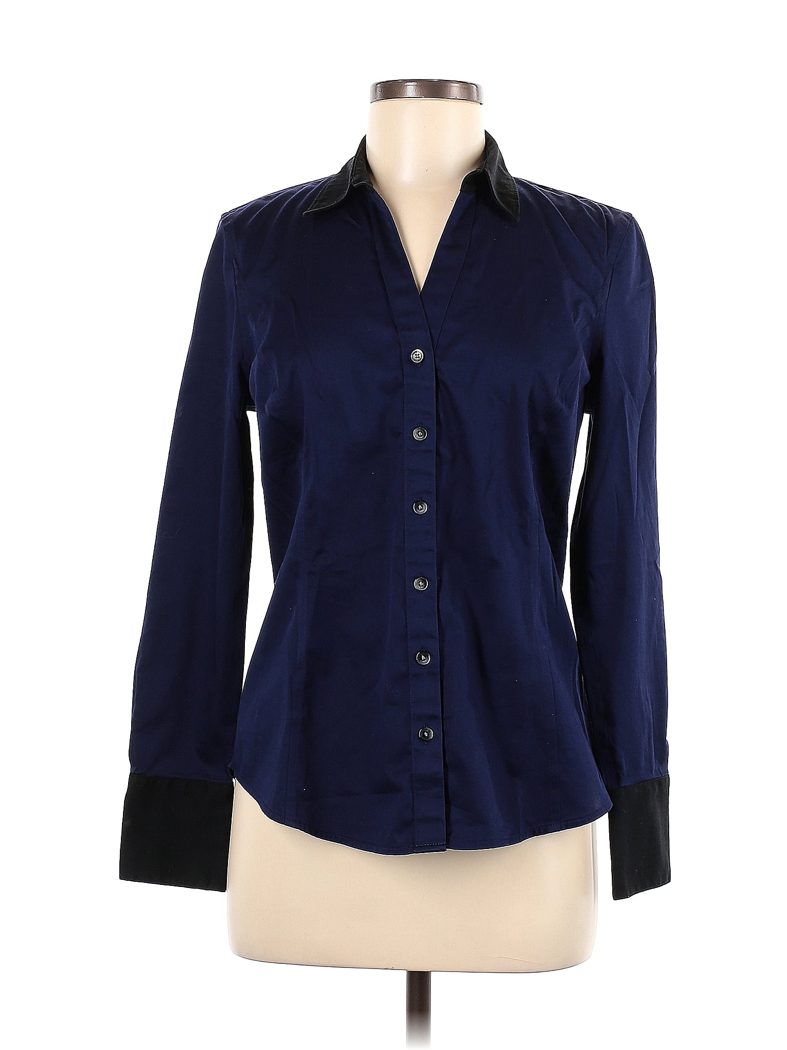 Calvin Klein Color Block Blue Long Sleeve Button-Down Shirt Size M - 77 ...