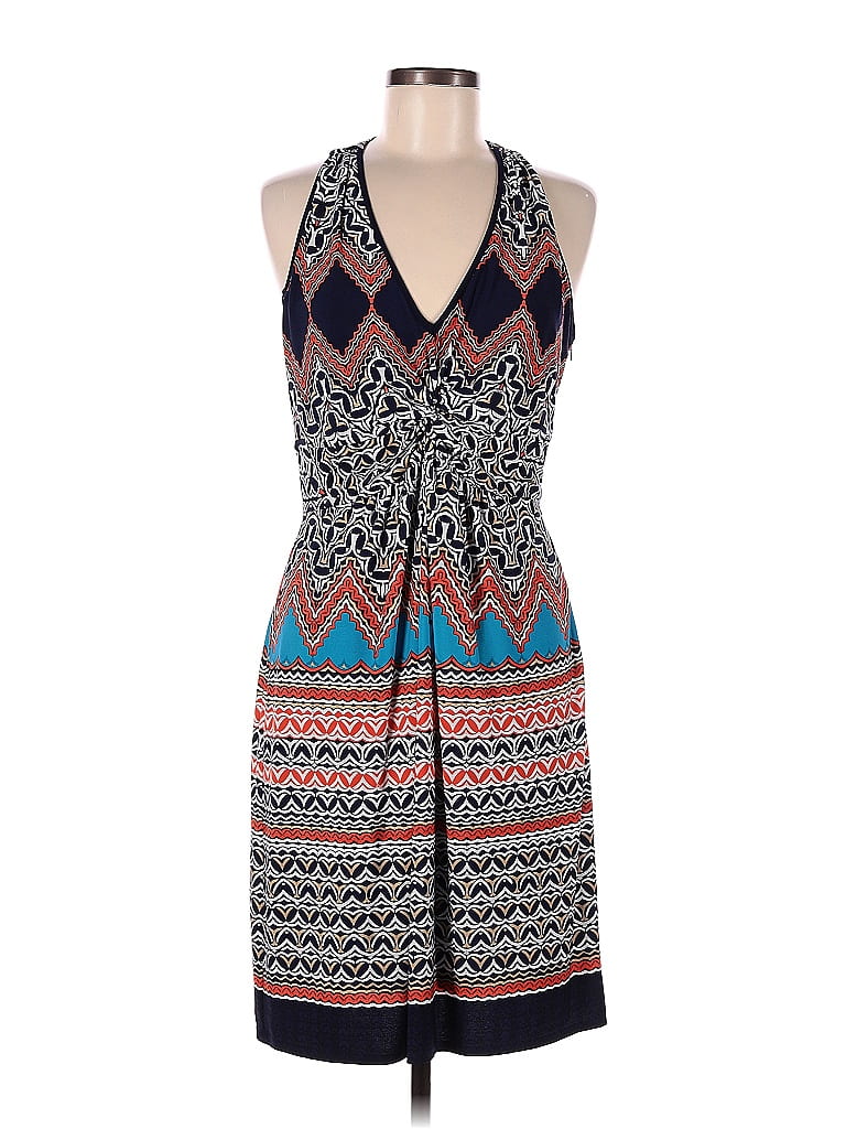 Laundry by Shelli Segal 100% Polyester Paisley Fair Isle Graphic Aztec Or Tribal Print Blue Cocktail Dress Size 8 - photo 1