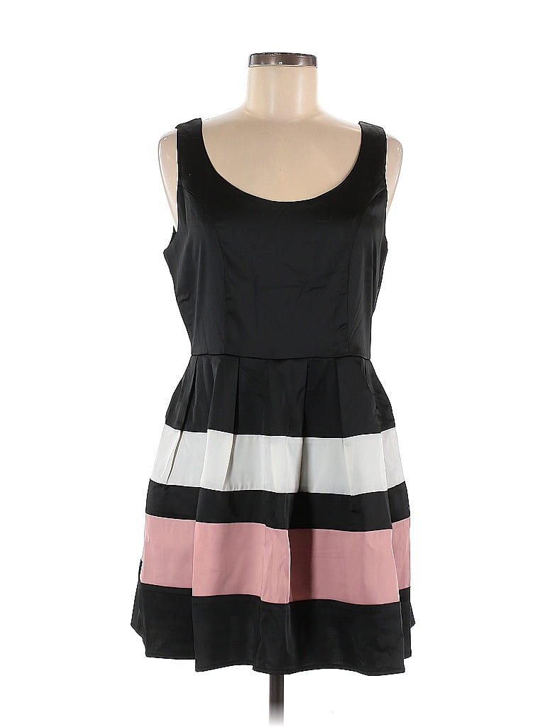 Oh My Julian Stripes Color Block Black Casual Dress Size L - photo 1