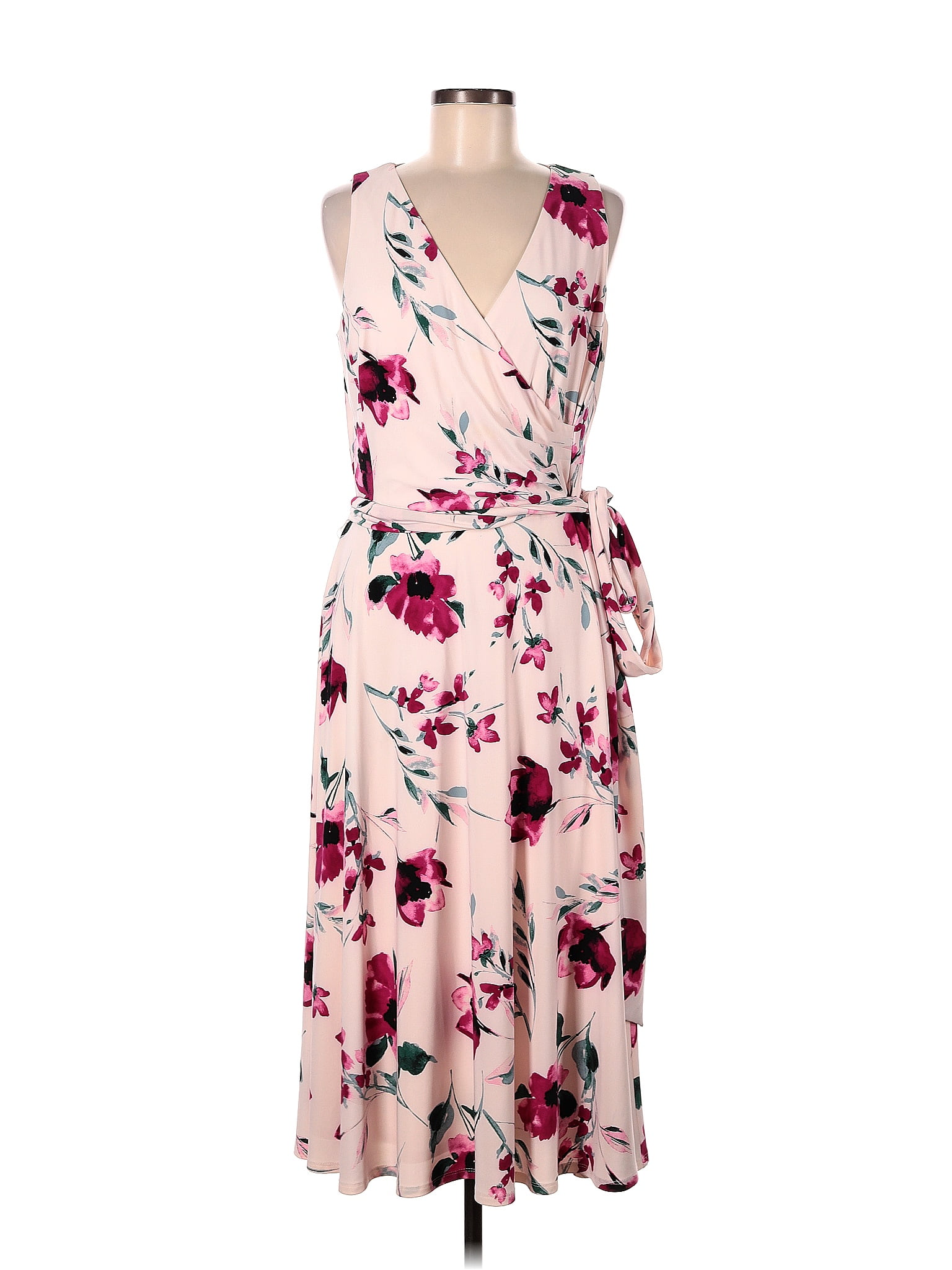 Lauren by Ralph Lauren Floral Motif Floral Pink Cocktail Dress Size 10 ...