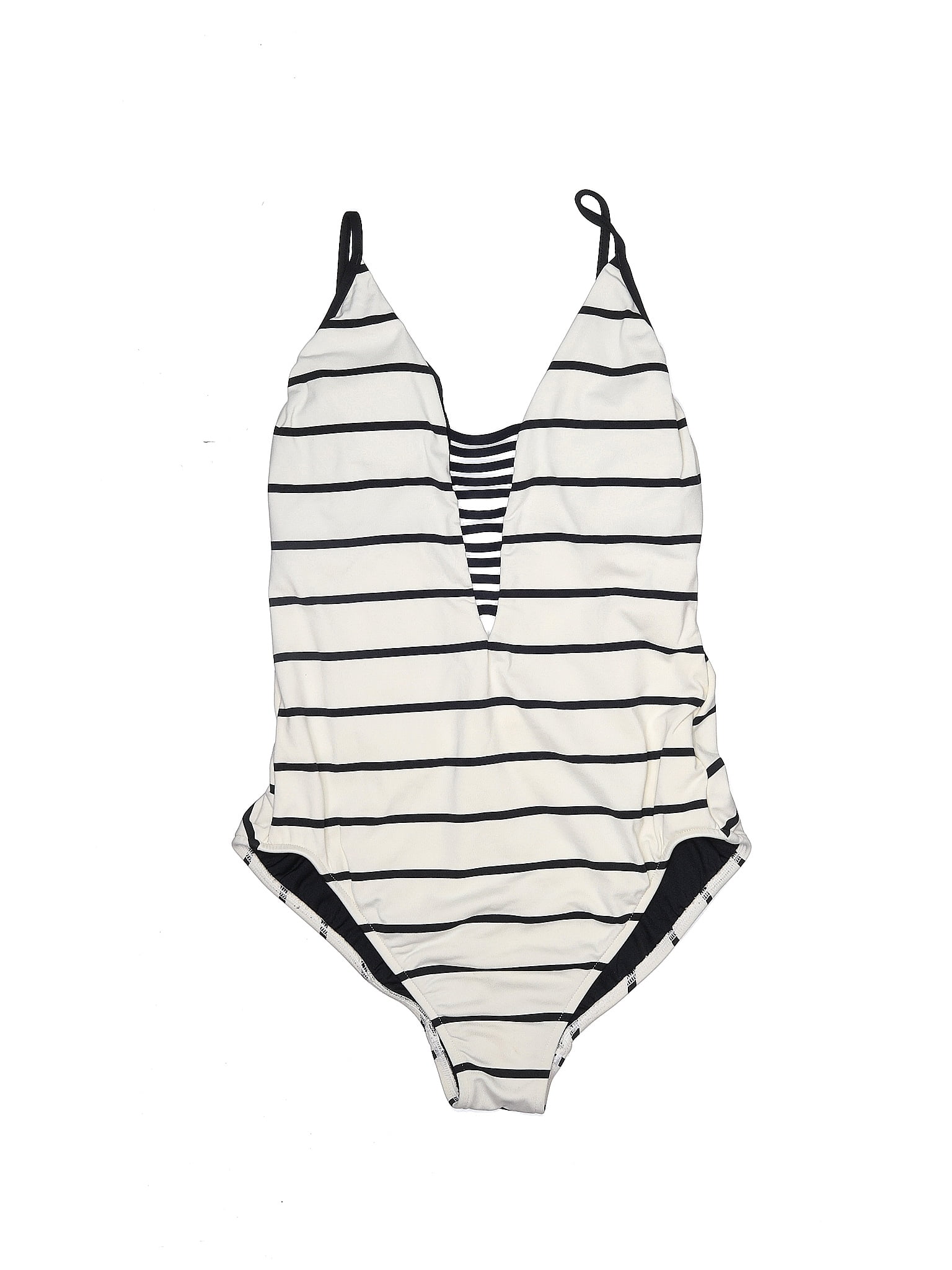 Seafolly Jacquard Grid Graphic Stripes Ivory One Piece Swimsuit Size 14