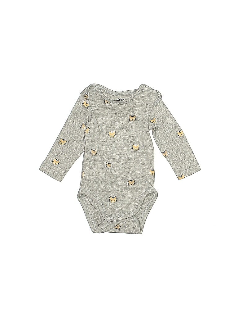 Pre-owned H&m Babies' Long Sleeve Onesie In Gray