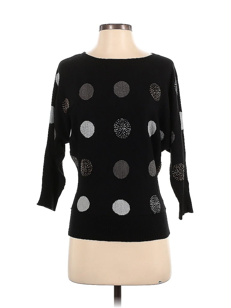 Charter Club Polka Dots Black Pullover Sweater Size S (Petite) - photo 1