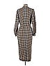 Ann Taylor 100% Polyester Houndstooth Checkered-gingham Grid Plaid Brown Casual Dress Size 4 - photo 2