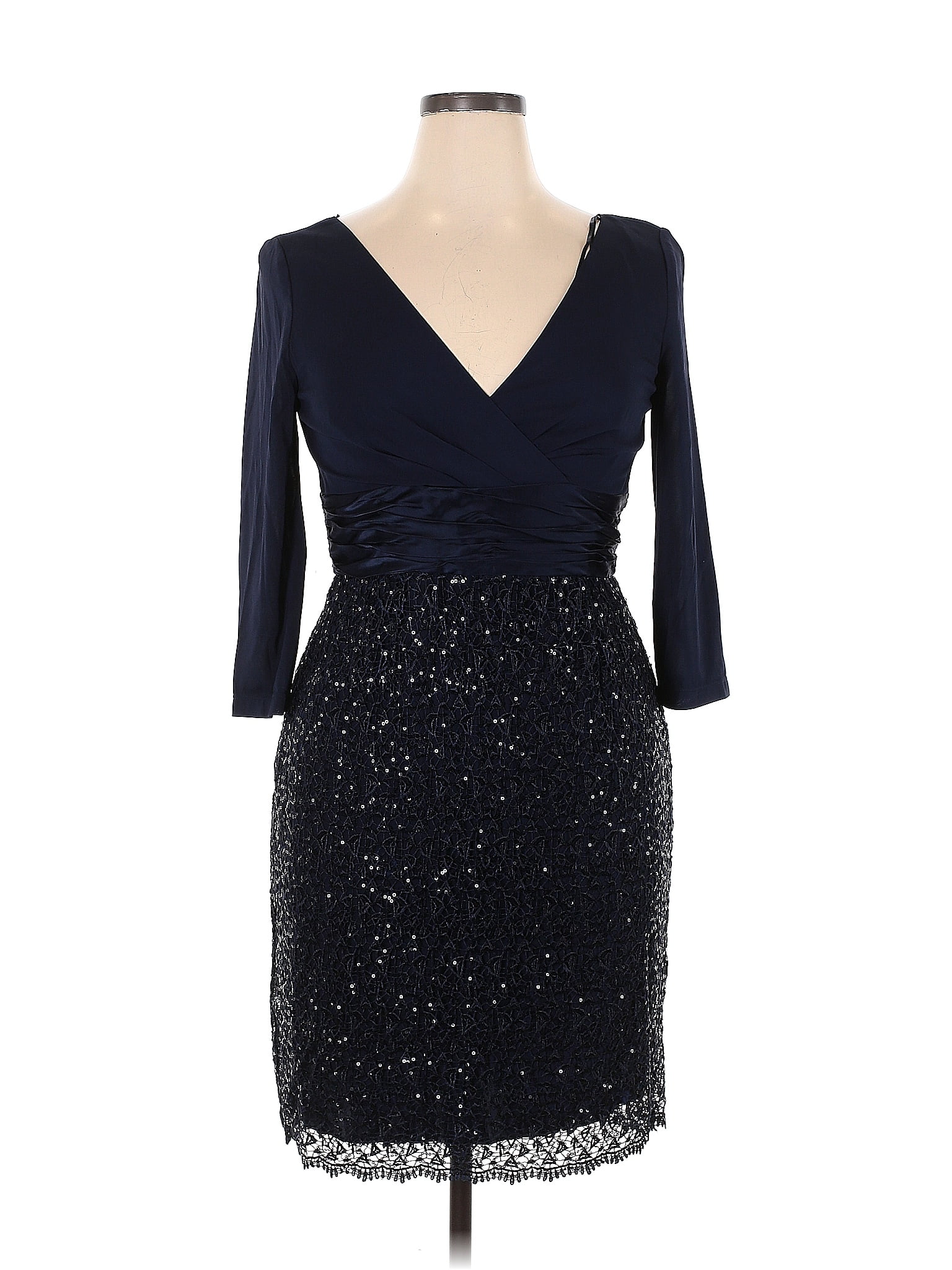 Robe Kay Unger Charbon - Taille 2 - Style Surplice (Croisée) - Occasion Très Bon État - Grise