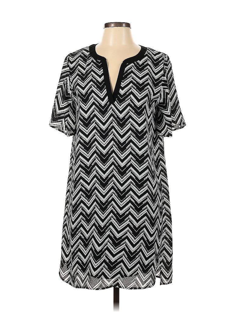 Mundi 100% Polyester Chevron-herringbone Black Casual Dress Size L - photo 1