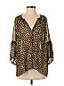 Traffic People 100% Polyester Animal Print Gold 3/4 Sleeve Blouse Size S - photo 1