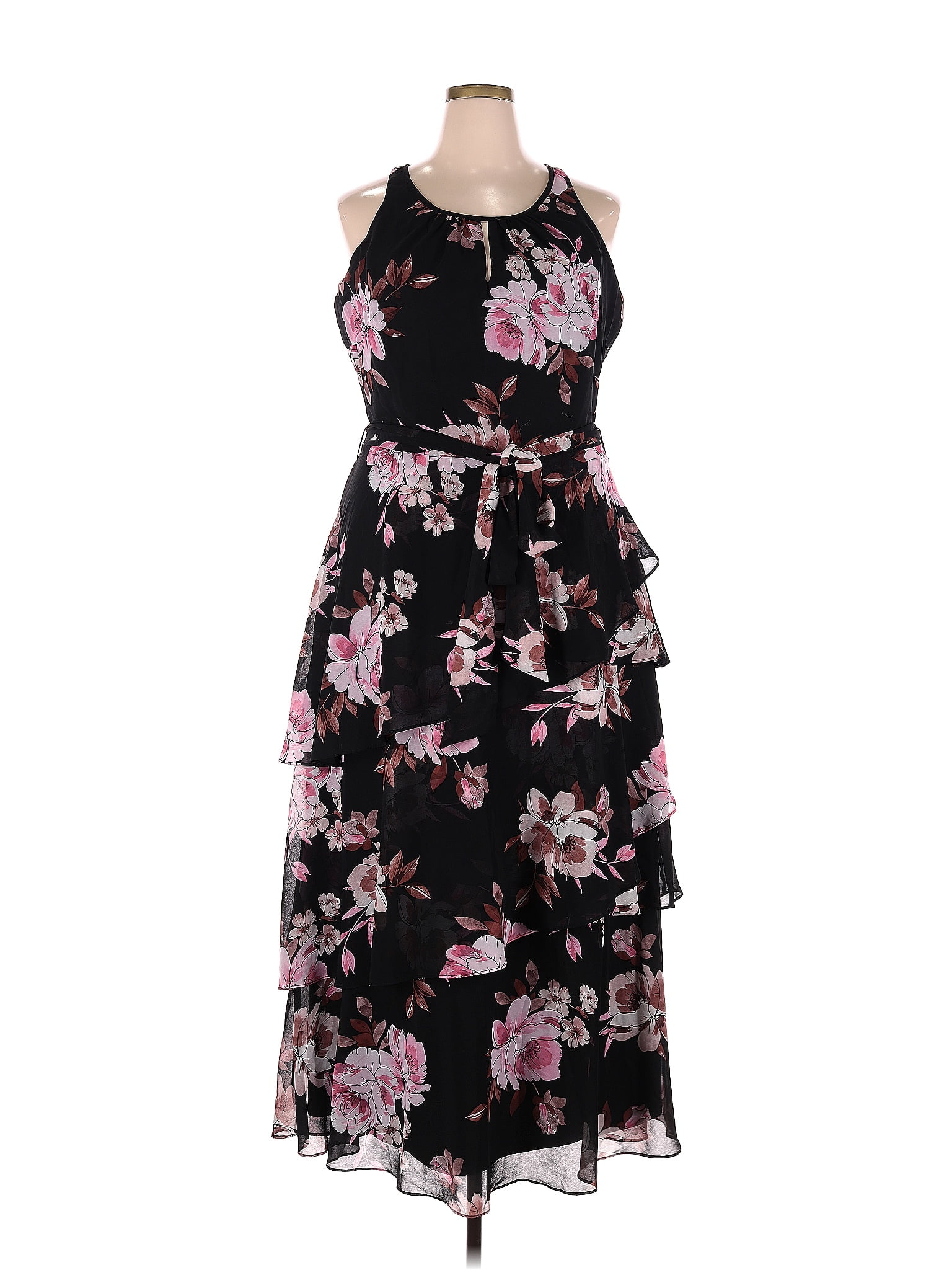 City Chic 100% Polyester Floral Motif Floral Black Cocktail Dress Size ...