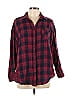 Hopely 100% Rayon Plaid Red Long Sleeve Button-Down Shirt Size L - photo 1