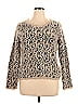 XOXO Paisley Tweed Floral Animal Print Tan Pullover Sweater Size XL - photo 1