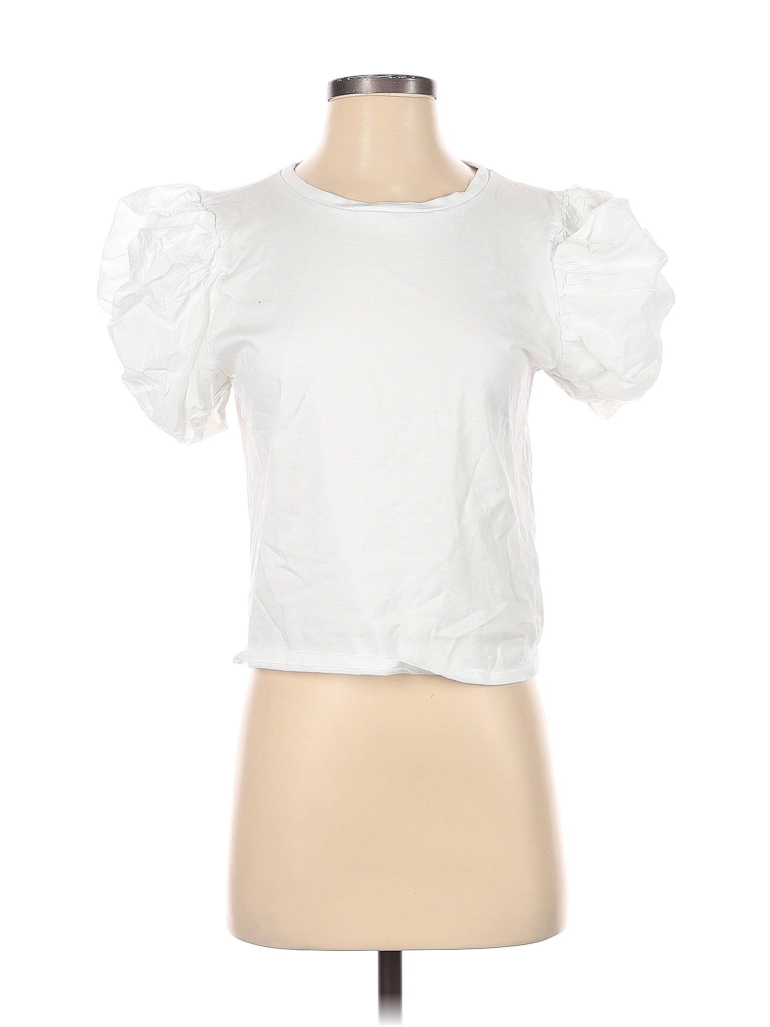 Zara 100 Cotton White Short Sleeve Blouse Size S 42 Off Thredup