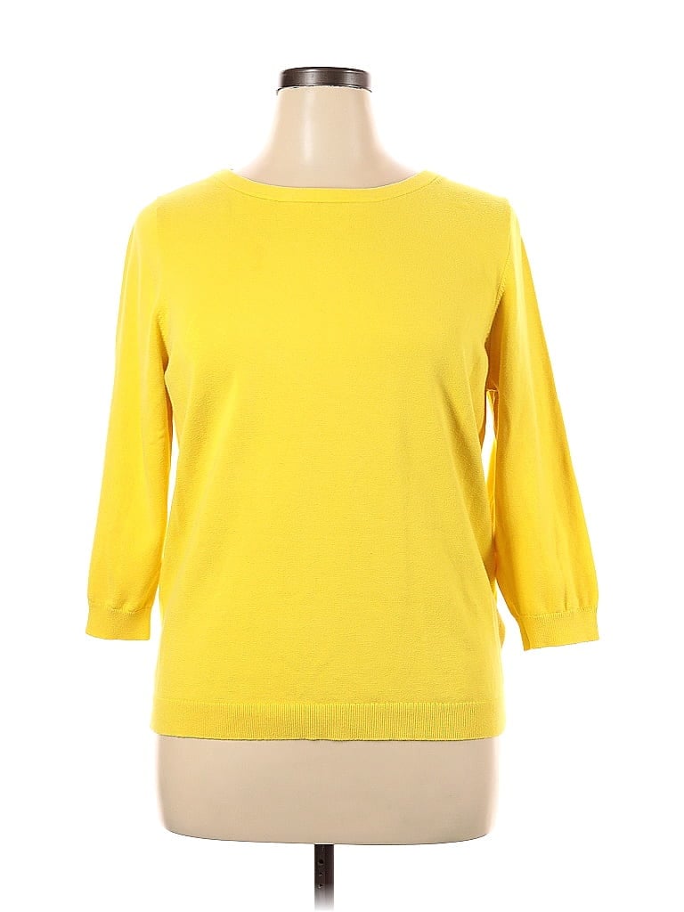 Lands' End 100% Cotton Yellow Pullover Sweater Size XL - photo 1