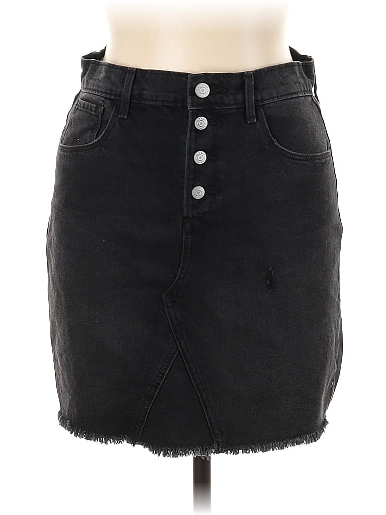 Old Navy Solid Black Denim Skirt Size 16 - photo 1