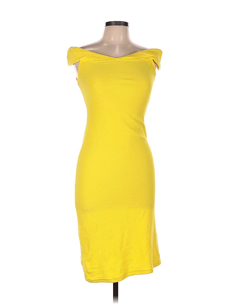 Trafaluc By Zara Solid Yellow Cocktail Dress Size M 68 Off Thredup