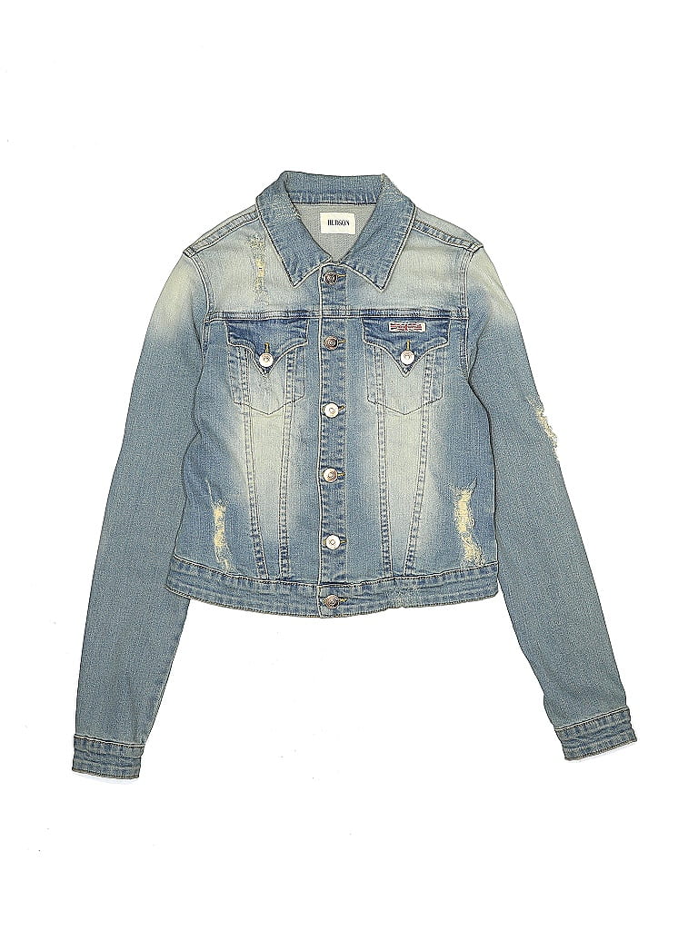 Hudson Jeans Acid Wash Print Ombre Blue Denim Jacket Size X-Large (Youth) - photo 1