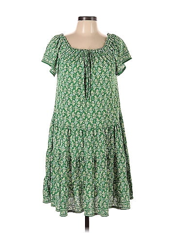 Max Studio 100% Polyester Floral Motif Green Casual Dress Size M ...