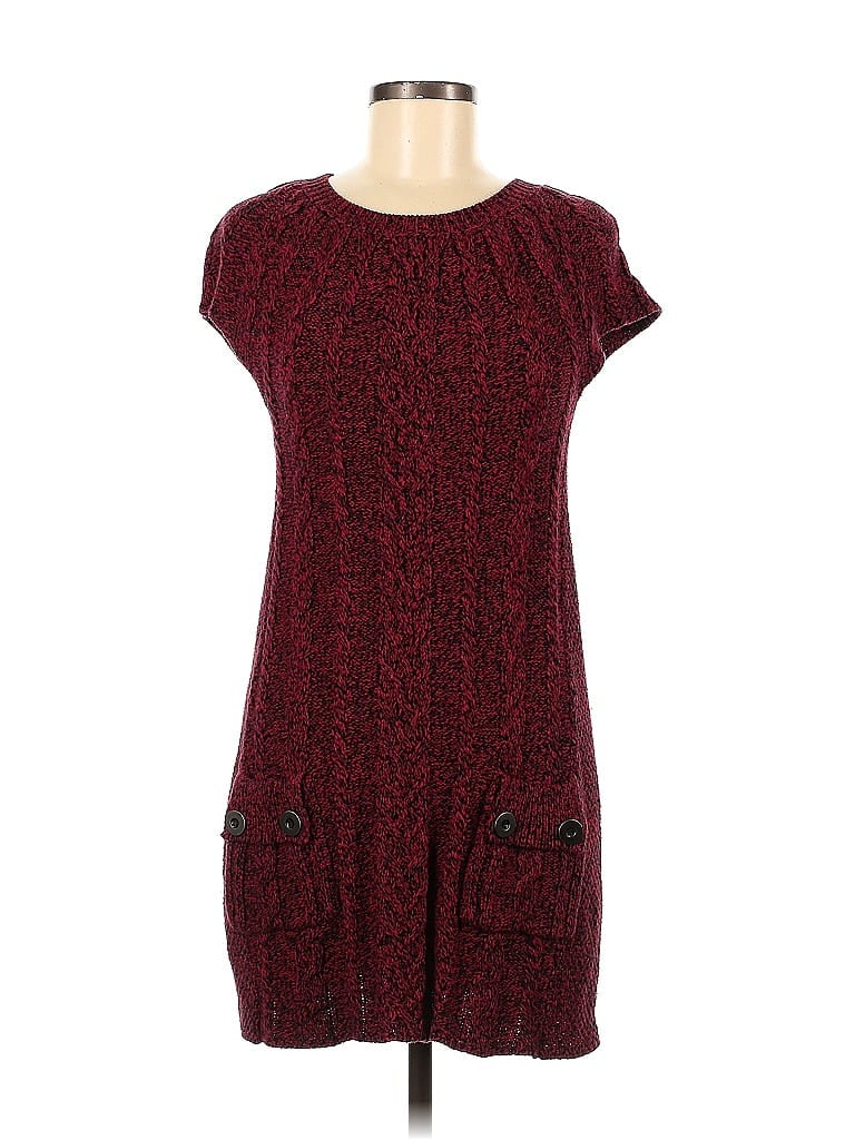 Style&Co Marled Tweed Burgundy Casual Dress Size M - photo 1