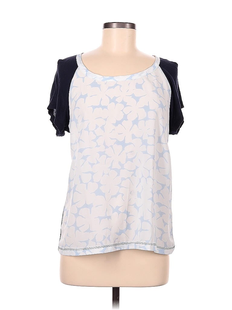 Pre-owned Ny & C Short Sleeve Top Blue Cold Shoulder Neckline Tops