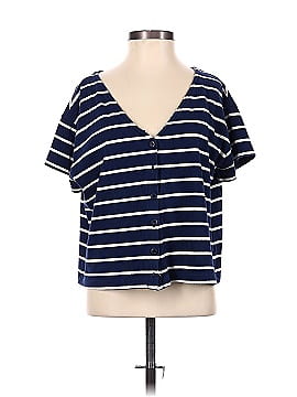 Madewell V-Neck Button-Front Boxy-Crop Tee (view 1)