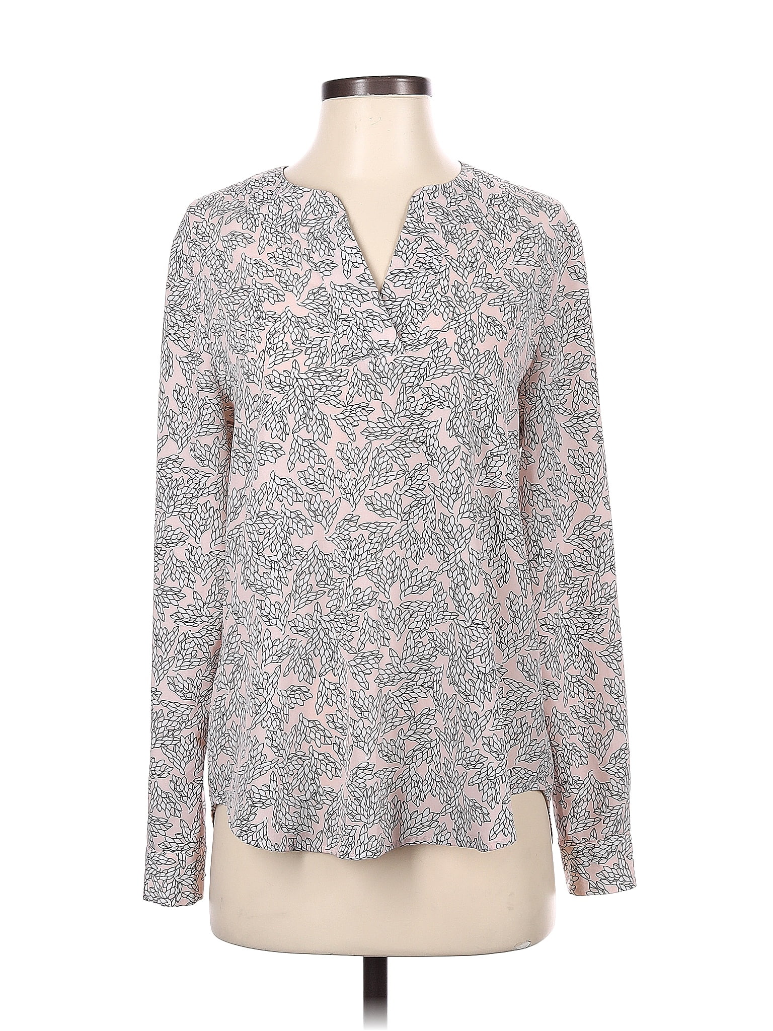 Ann Taylor Factory Floral Motif Gray Long Sleeve Blouse Size S - 60% ...