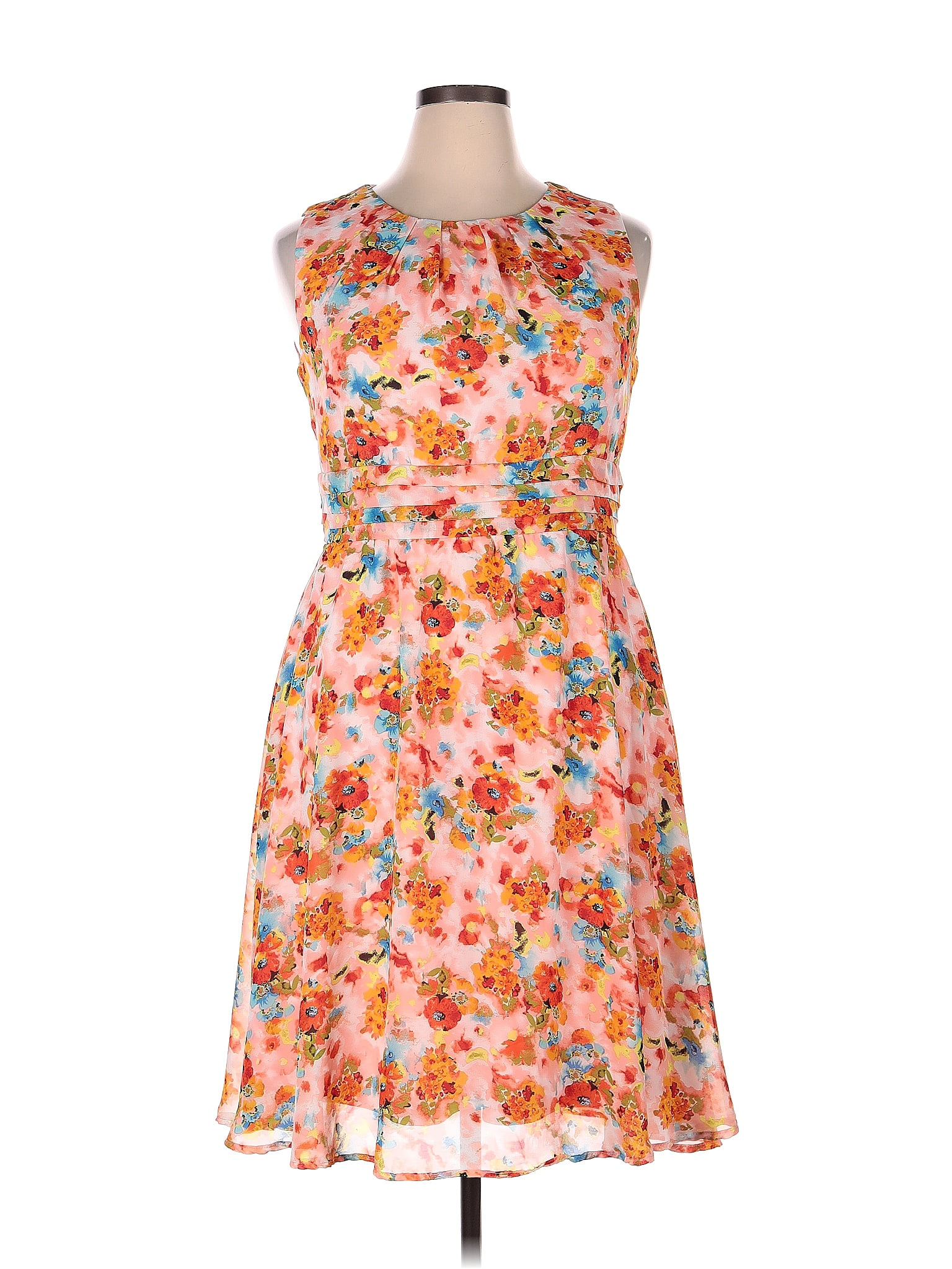 Shelby And Palmer 100 Polyester Floral Motif Floral Orange Casual Dress Size 14 47 Off Thredup 2763