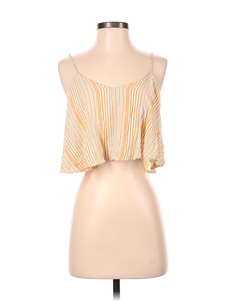 American Eagle Outfitters 100 Viscose Yellow Sleeveless Blouse Size S