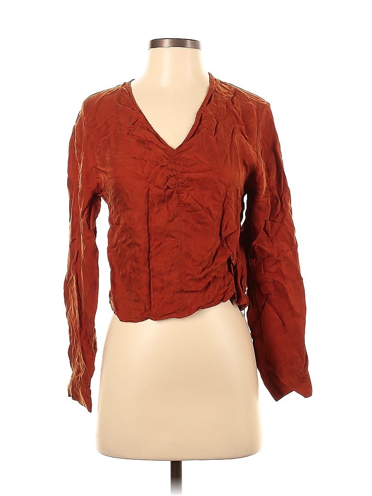 Pre-owned Madewell Long Sleeve Blouse In Burgundy