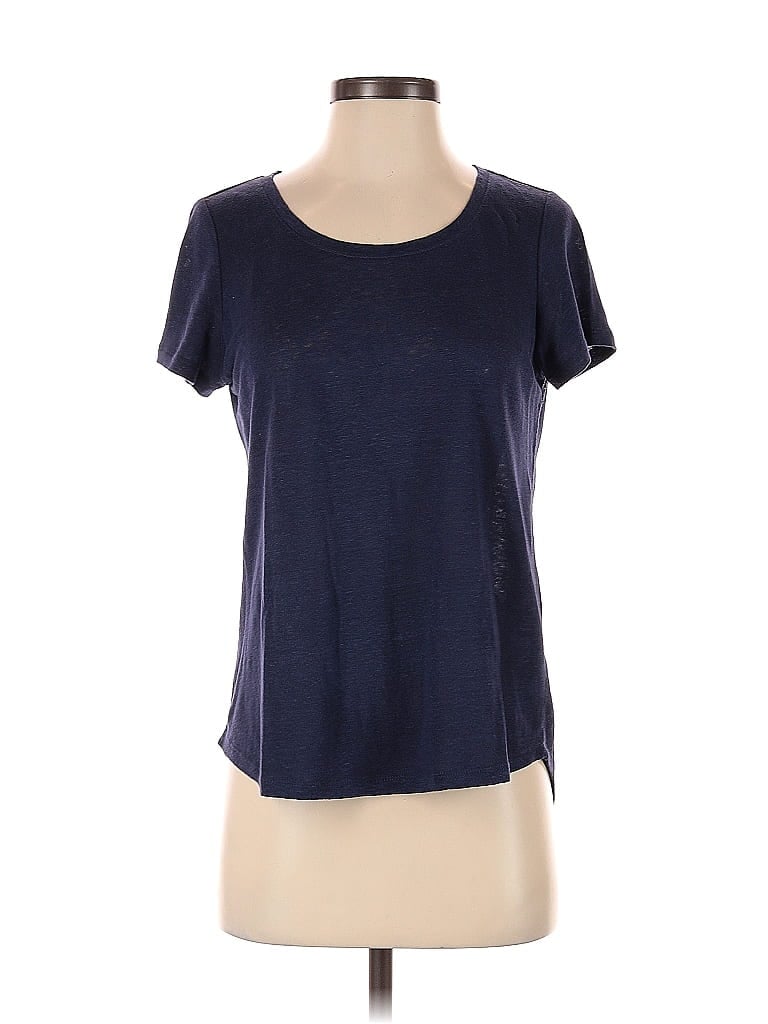 PURE 100% Linen Blue Short Sleeve T-Shirt Size 2 - photo 1