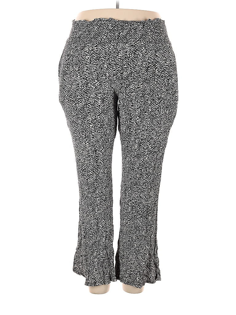 Three Dots 100% Rayon Marled Tweed Chevron-herringbone Gray Casual Pants Size XXL - photo 1