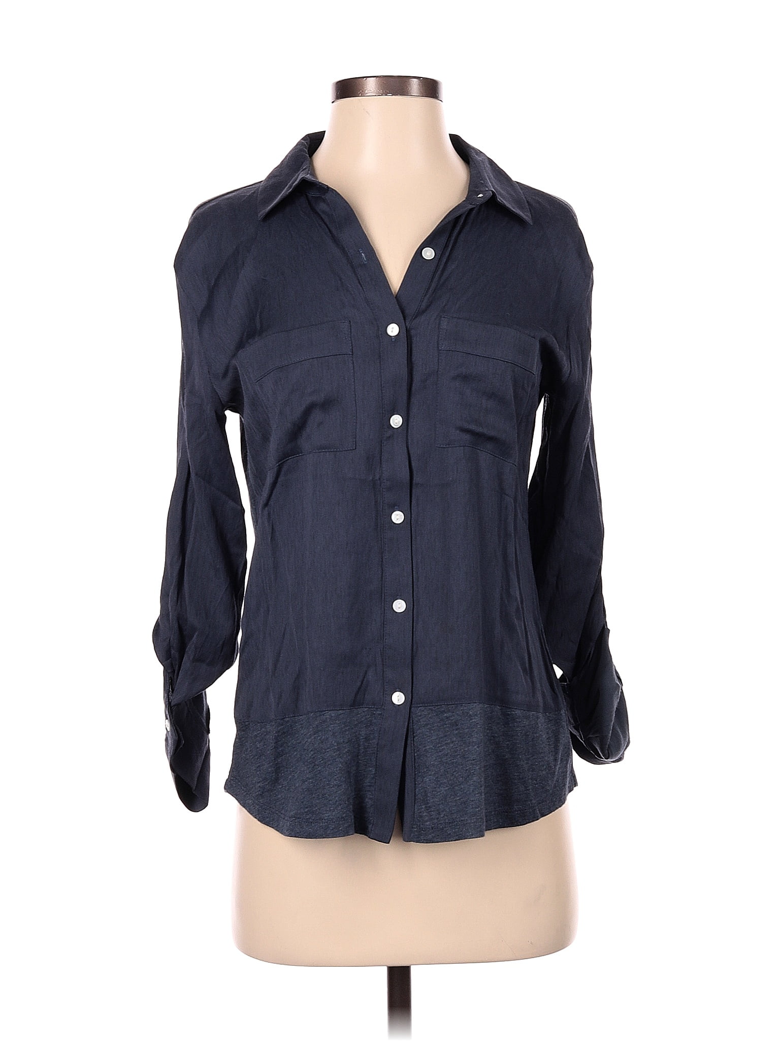 Chemisier Femme LOFT - Manches Longues Bleu Foncé, Taille Petite XS - Neuf Avec étiquettes (NWT)