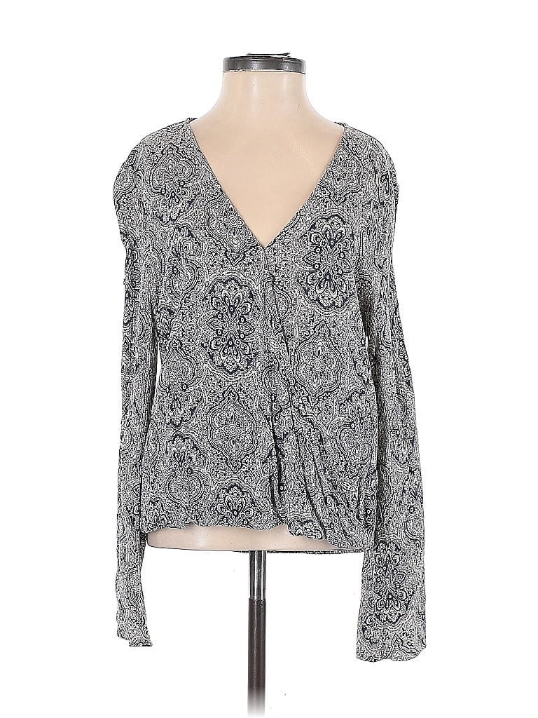 Pre-owned Altar'd State Long Sleeve Blouse In Gray