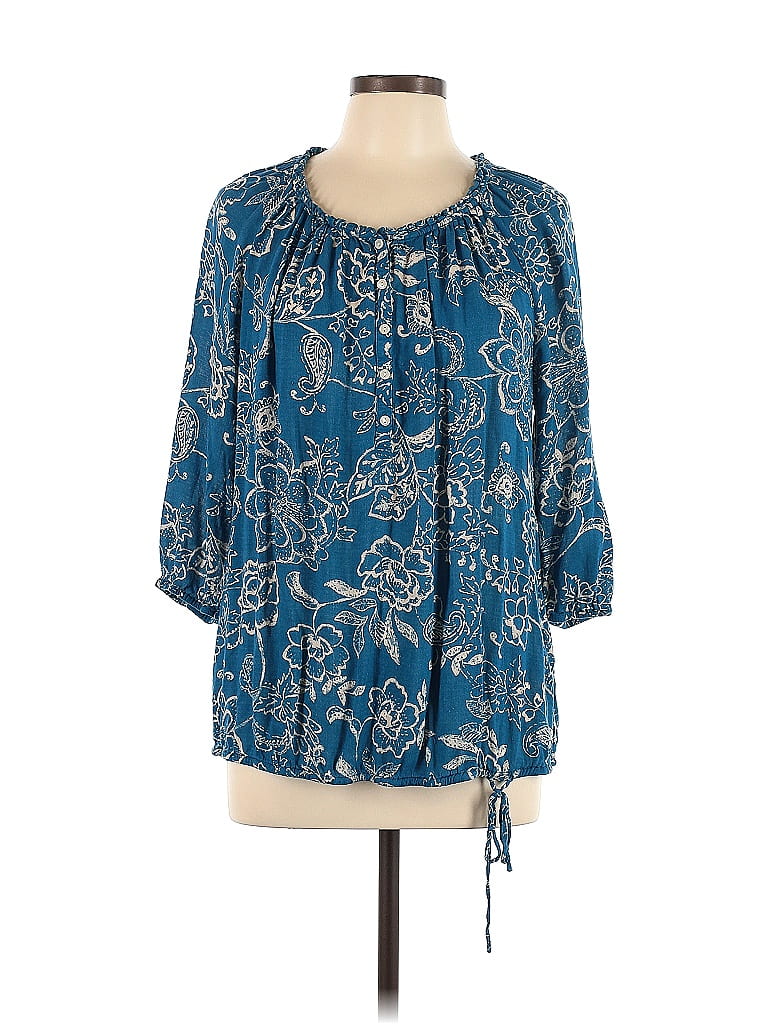 Lucky Brand 100% Rayon Blue 3/4 Sleeve Blouse Size 1X (Plus) - photo 1