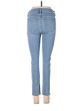Ann Taylor LOFT Petite Frayed Mid Rise Skinny Jeans in Authentic Light Indigo Wash (view 2)