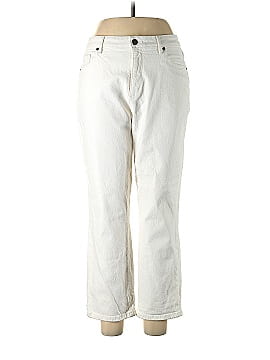 Ann Taylor LOFT The Curvy High Waist Straight Crop Jean in Natural White (view 1)