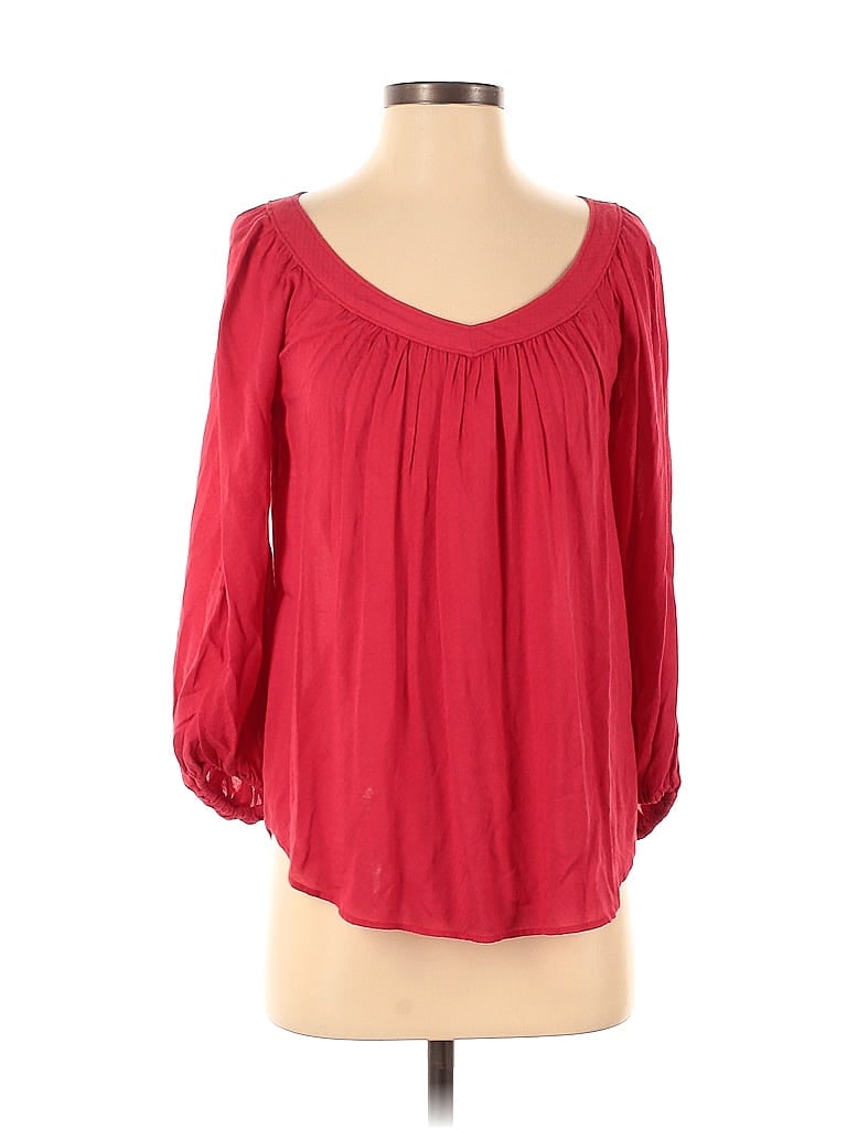 Maeve by Anthropologie 100% Viscose Red Long Sleeve Blouse Size 0 - photo 1