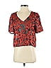 Babaton 100% Polyester Batik Brocade Animal Print Leopard Print Red Short Sleeve Blouse Size S - photo 1