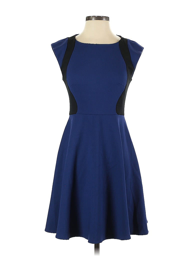 French Connection Solid Color Block Blue Cocktail Dress Size 4 - 75% ...