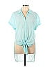 Calia by Carrie Underwood 100% Cotton Teal Short Sleeve Blouse Size L - photo 1