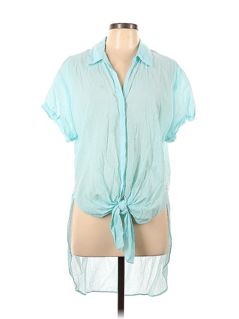 Calia by Carrie Underwood 100% Cotton Teal Short Sleeve Blouse Size L - photo 1