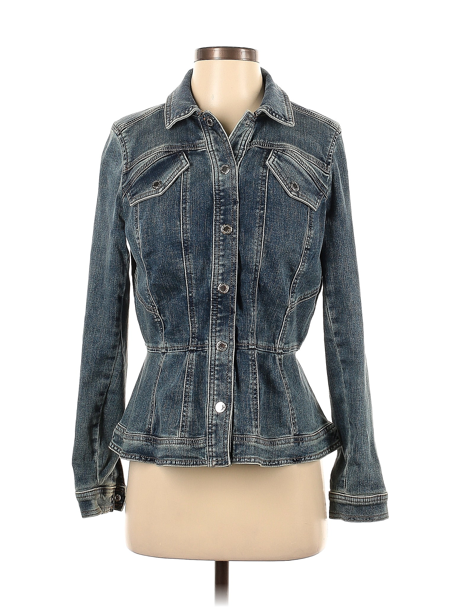 White House Black Market denim snap jacket Size 6 / NWT main image 0