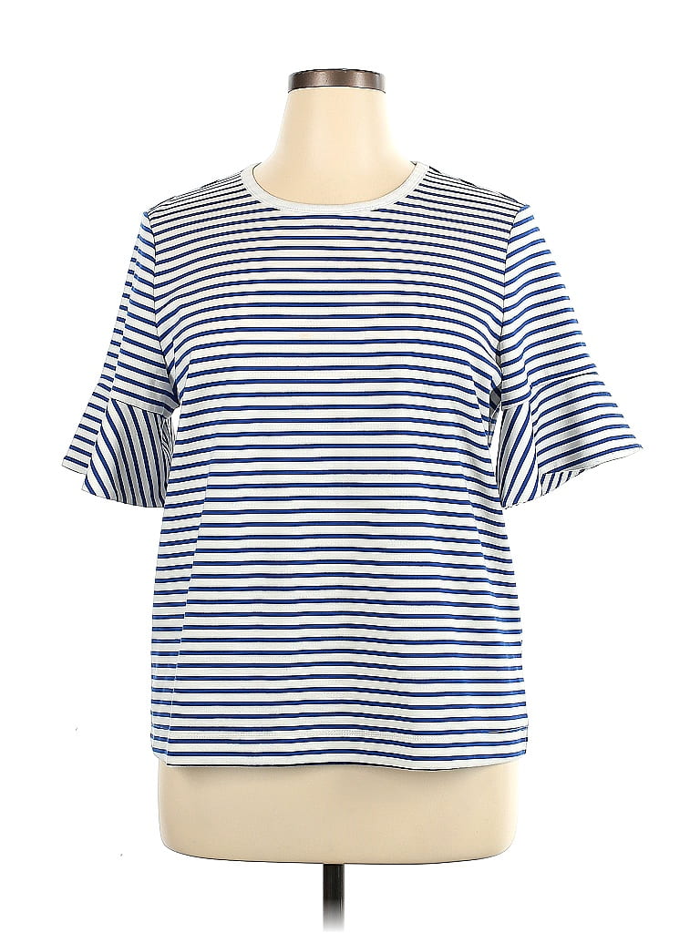 Draper James Stripes Blue Short Sleeve T-Shirt Size XL - photo 1