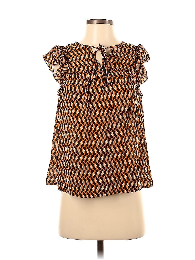 Who What Wear 100% Polyester Brown Short Sleeve Blouse Size XS - photo 1