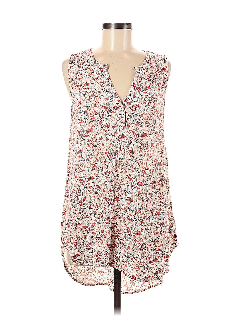 Gentle Fawn 100% Viscose Floral Ivory Sleeveless Blouse Size M - photo 1