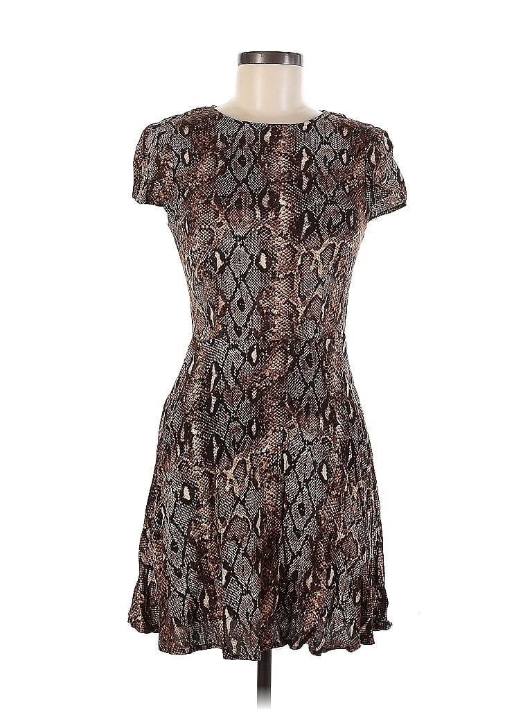 GB Jacquard Tortoise Snake Print Animal Print Brown Casual Dress Size M - photo 1